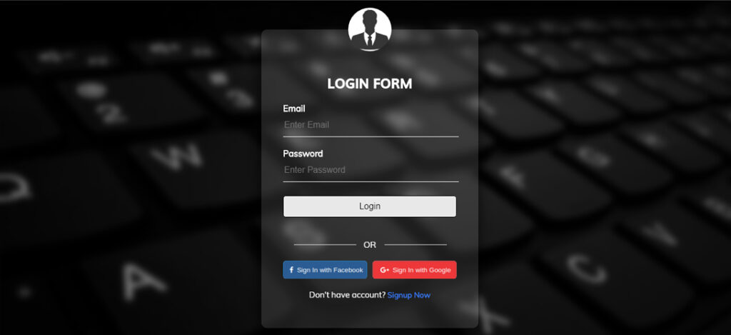 Transparent login form using HTML and CSS Free Download