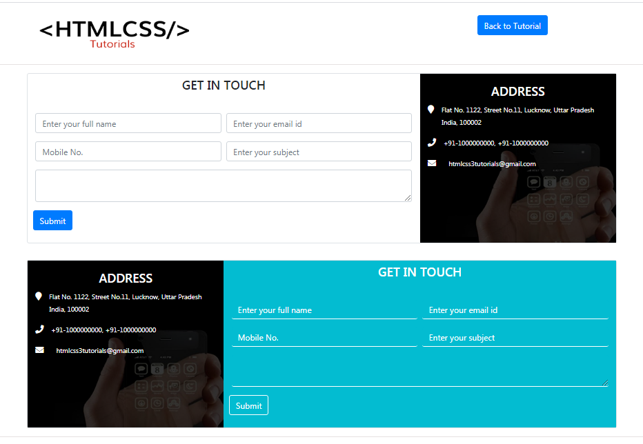 Free Html Contact Form Template HTML CSS Tutorials