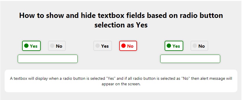 If the radio button is checked display a textbox using javascript