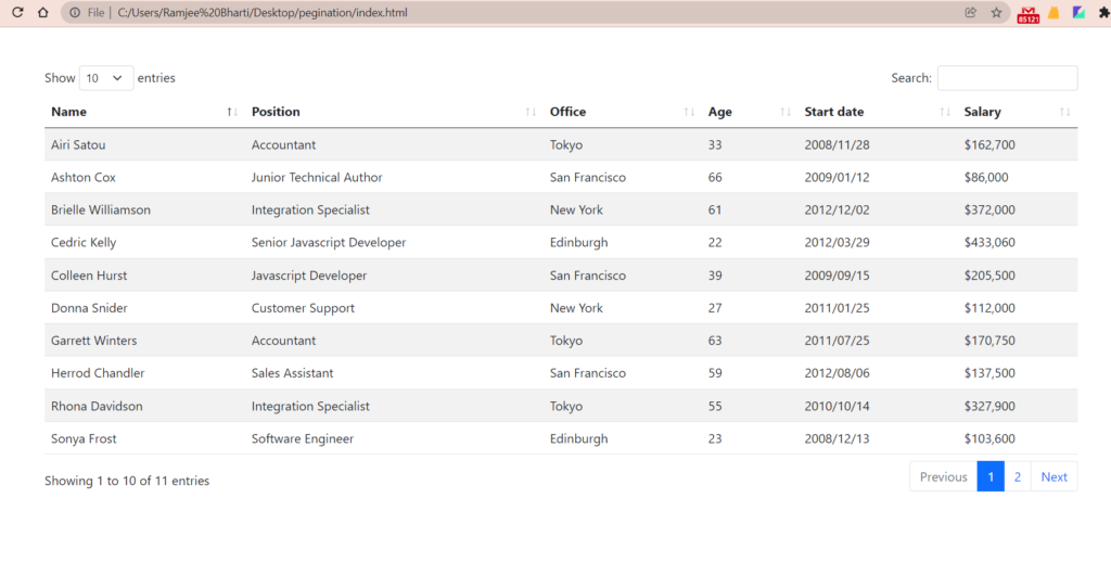 Bootstrap Table With Pagination And Search HTML CSS Tutorials