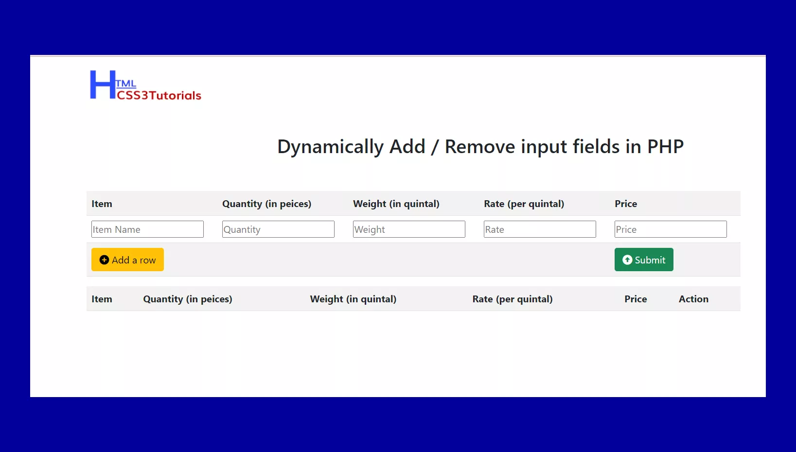 How to Dynamically Add Remove input fields in PHP