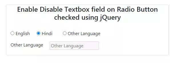 How to enable disable textbox when radio button selected using jquery