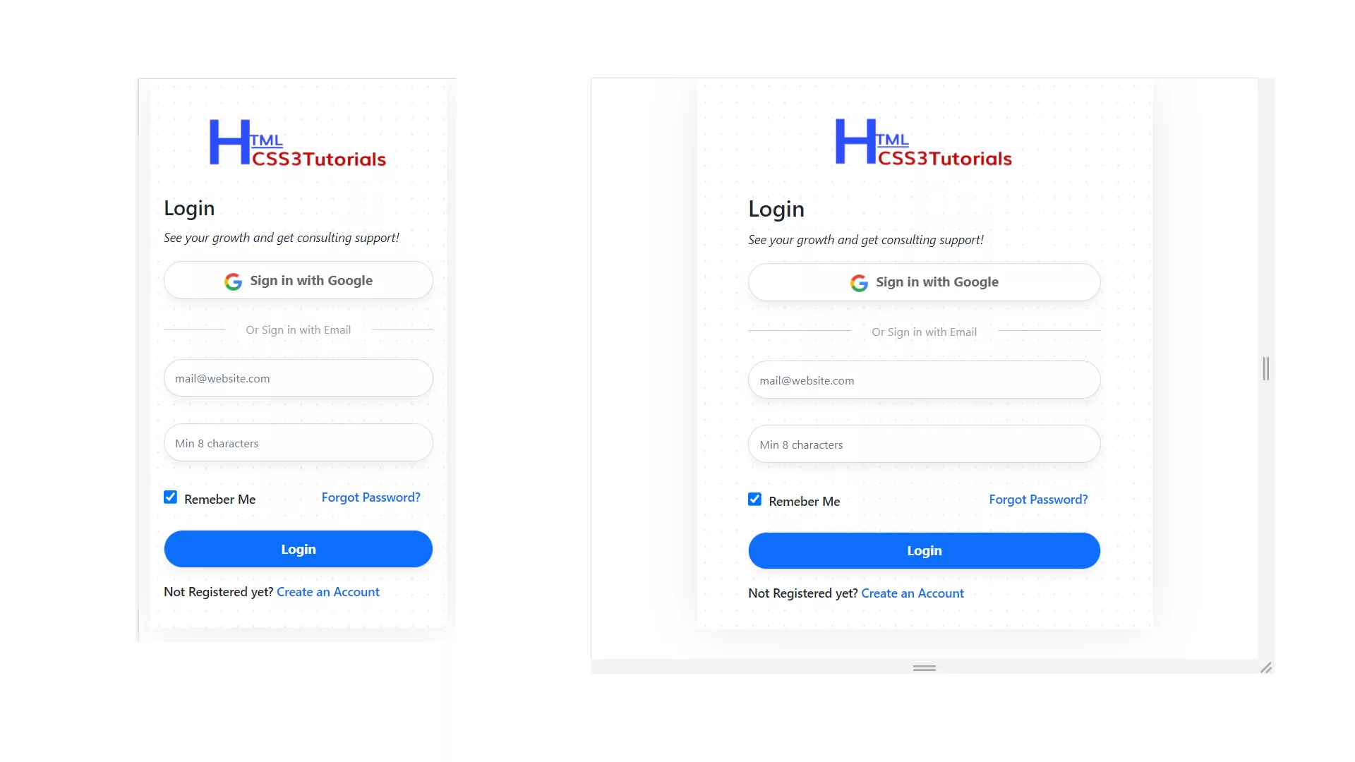 Responsive Login form in HTML and CSS