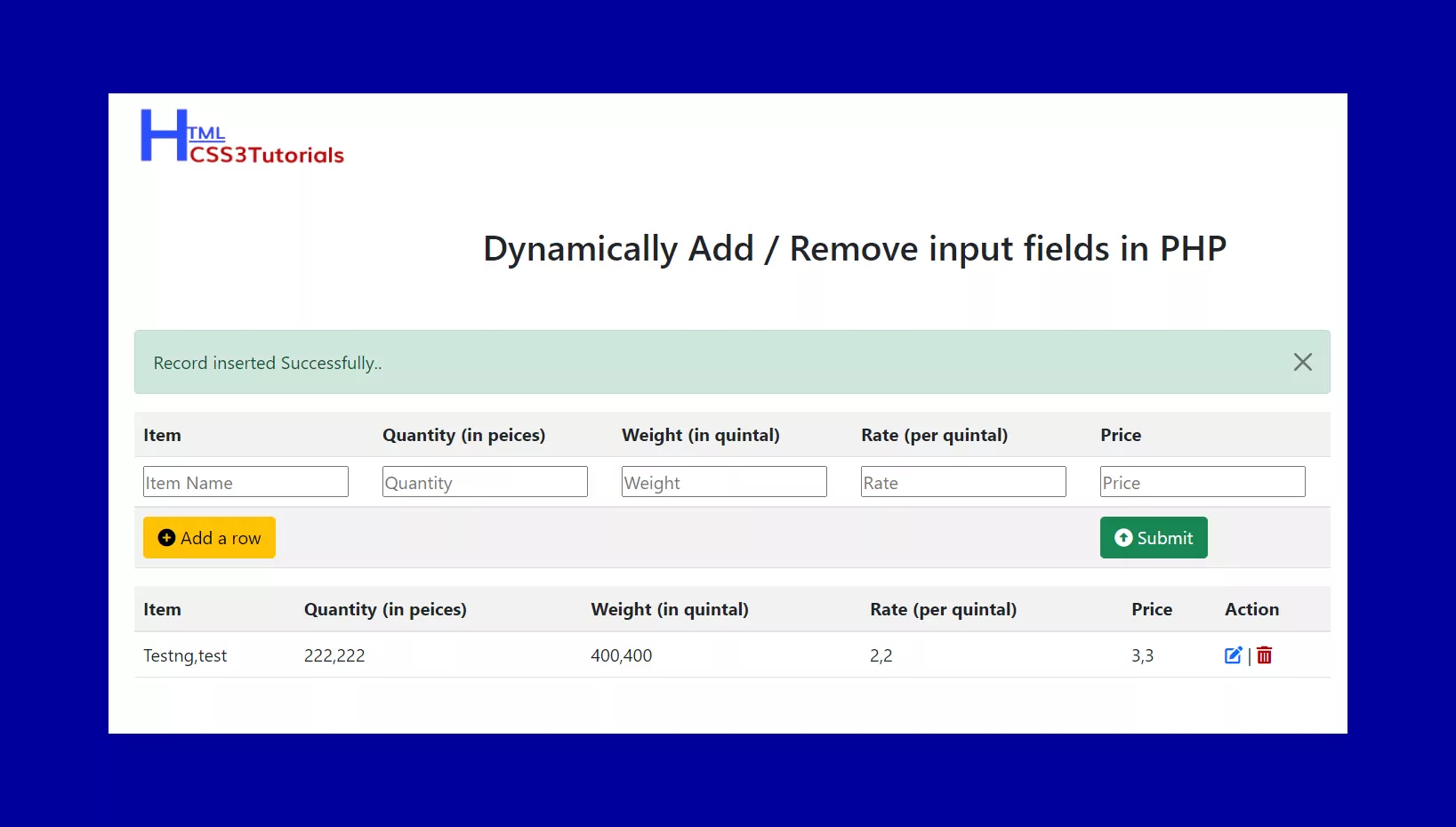 Dynamically Add Remove input fields