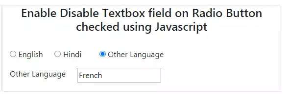 enable disable the textbox based on the radio button is selected
