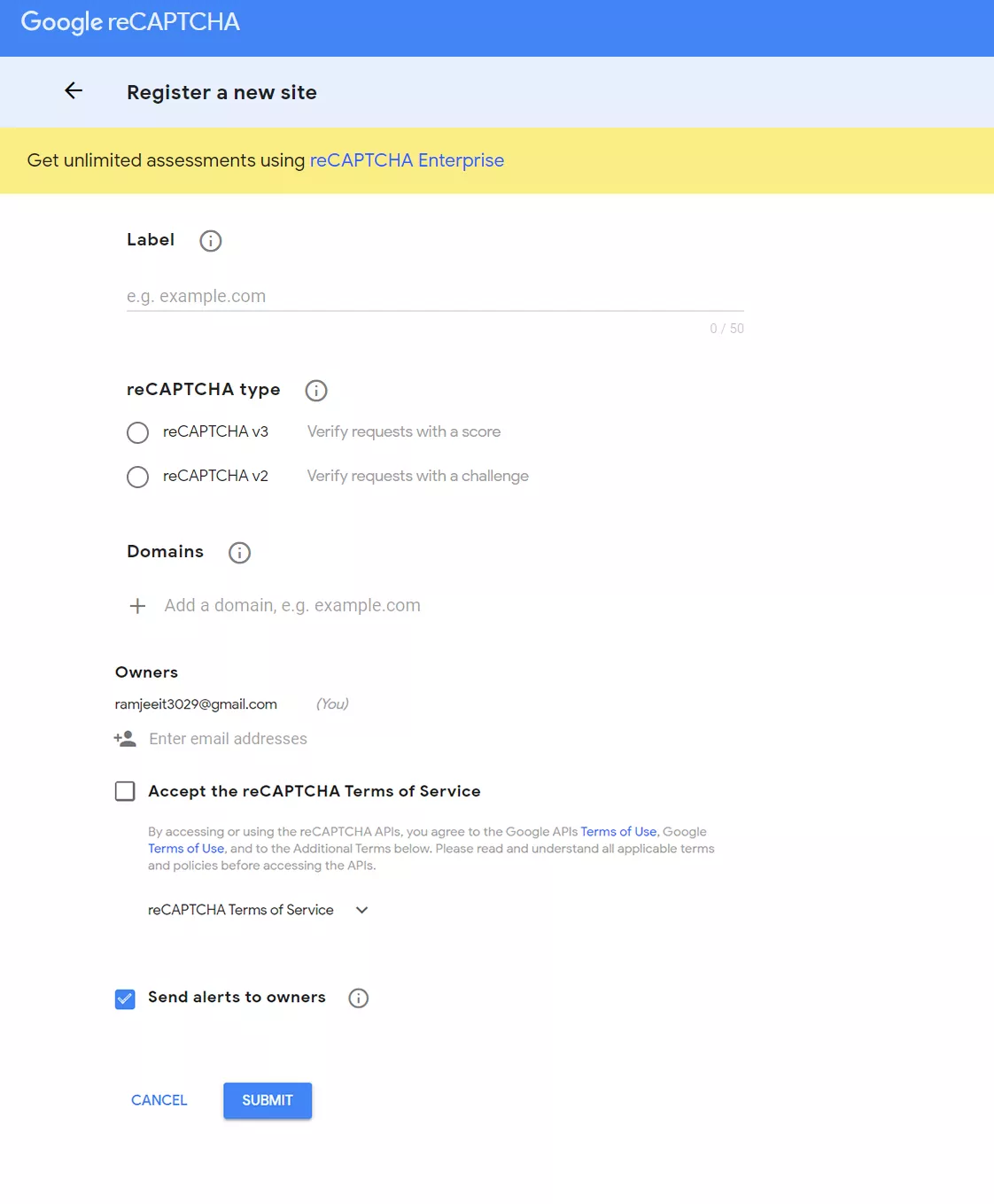 add Google Captcha in registration form