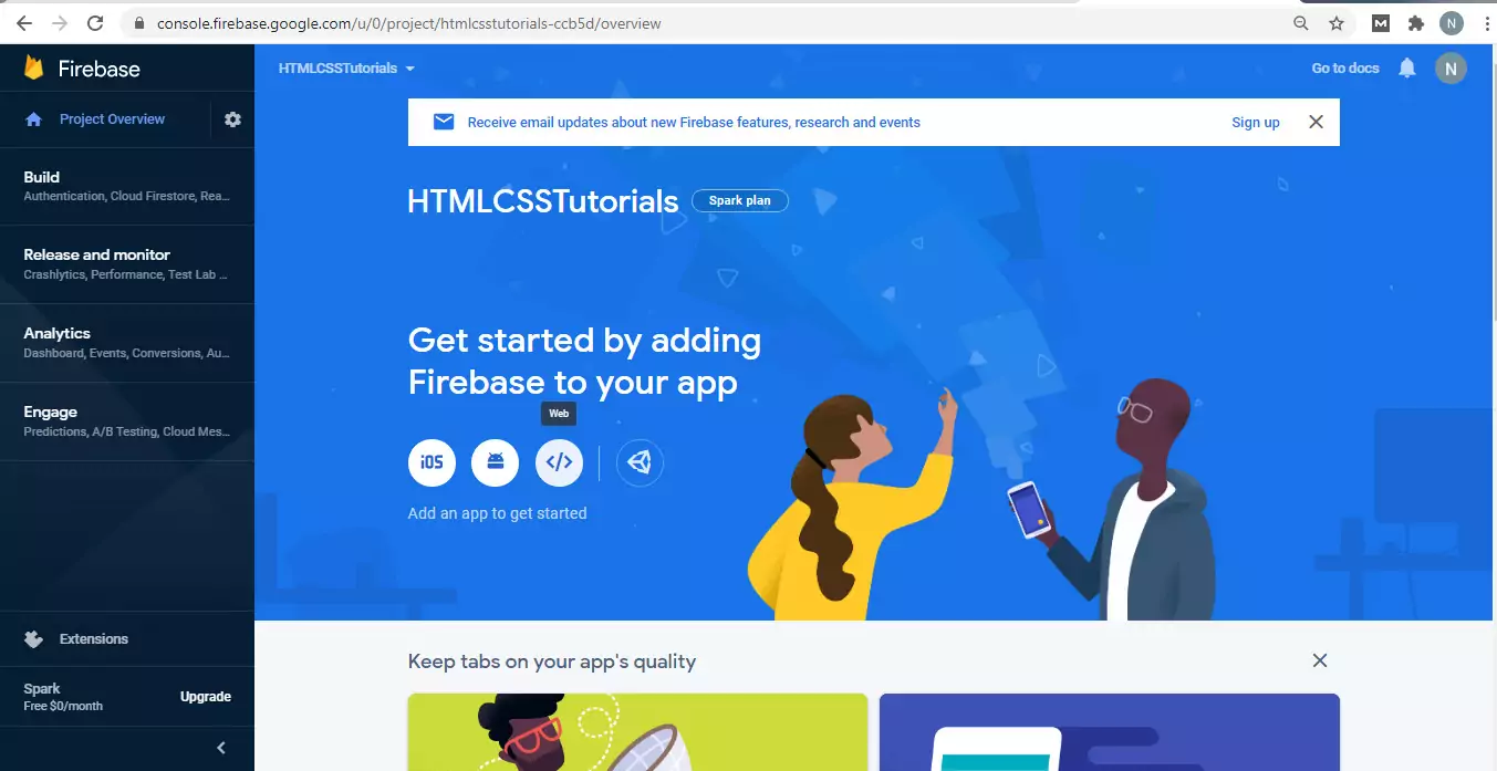 create the Firebase project